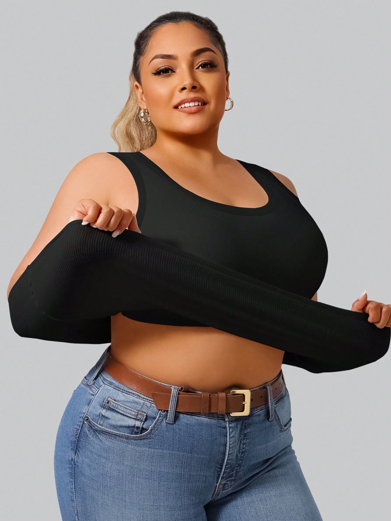 Tank Top Ribbed - Camiseta corta acanalada de alta elasticidad